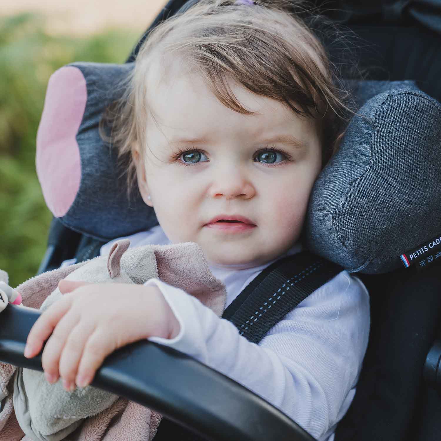 Kissen für Kindersitz und Kinderwagen • Rosa Herz