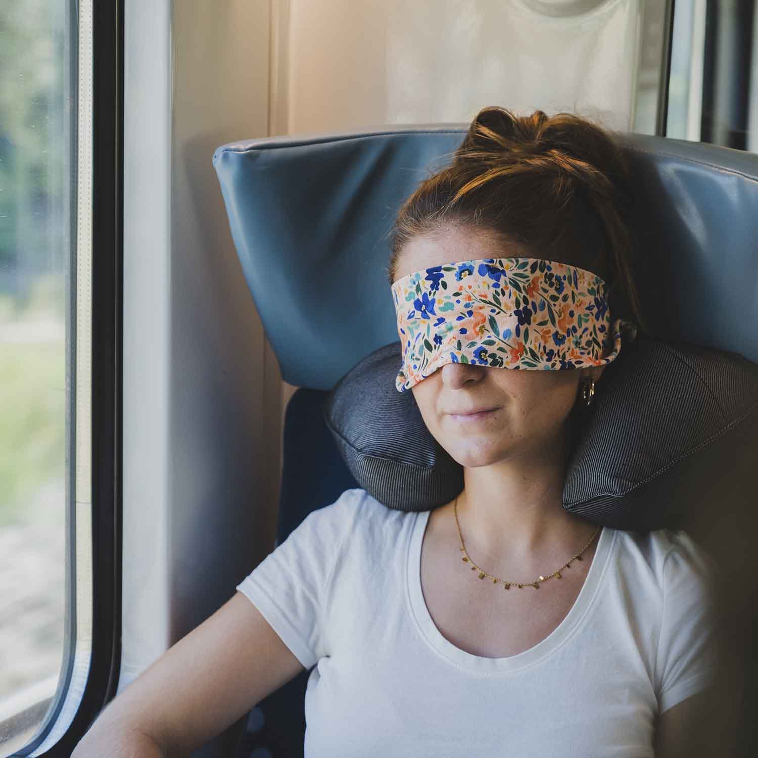 Reisekissen • Rosa, mit Blumen